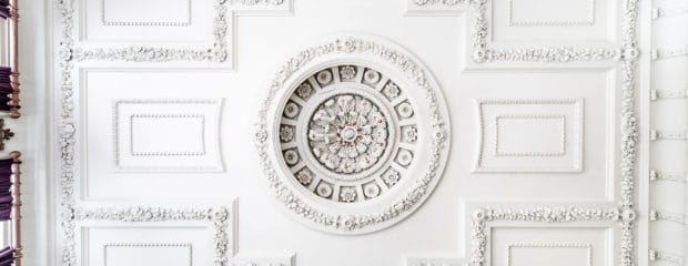 Image of ornate ceiling in Hinxton Hall