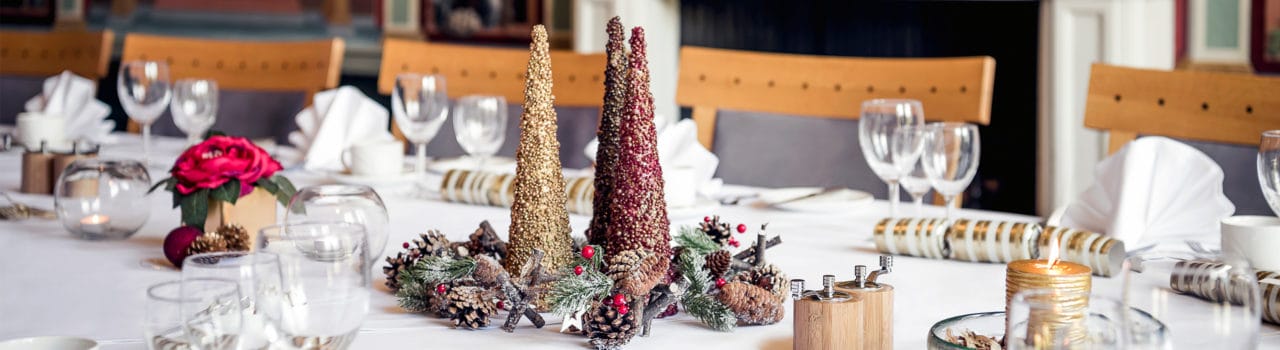 Photograph of the Pompeiian Room set up for Christmas meal