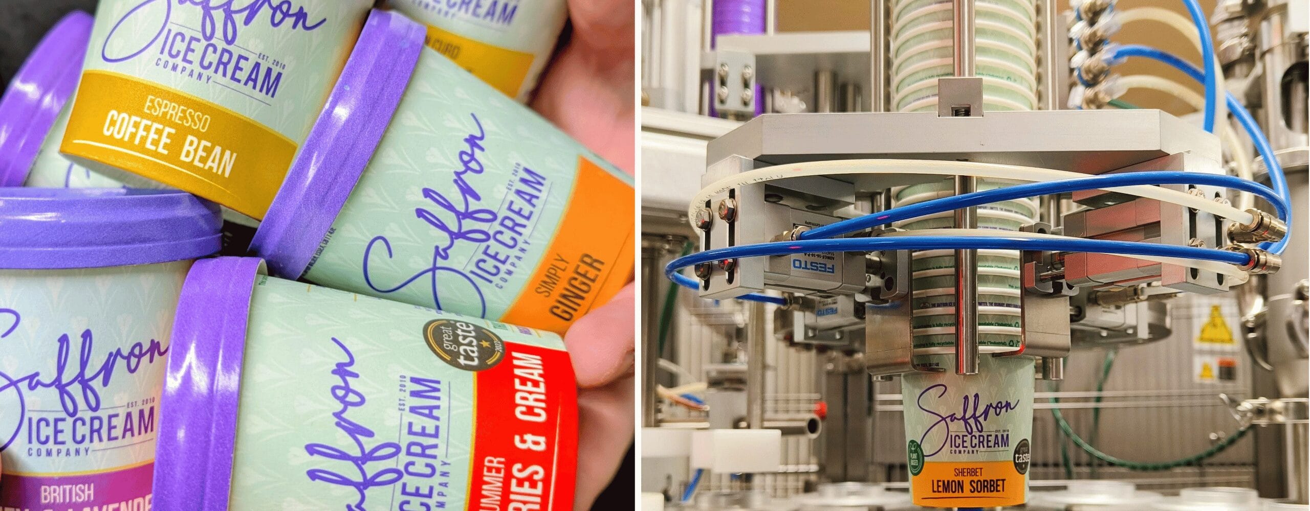 Saffron Ice Cream tubs and production