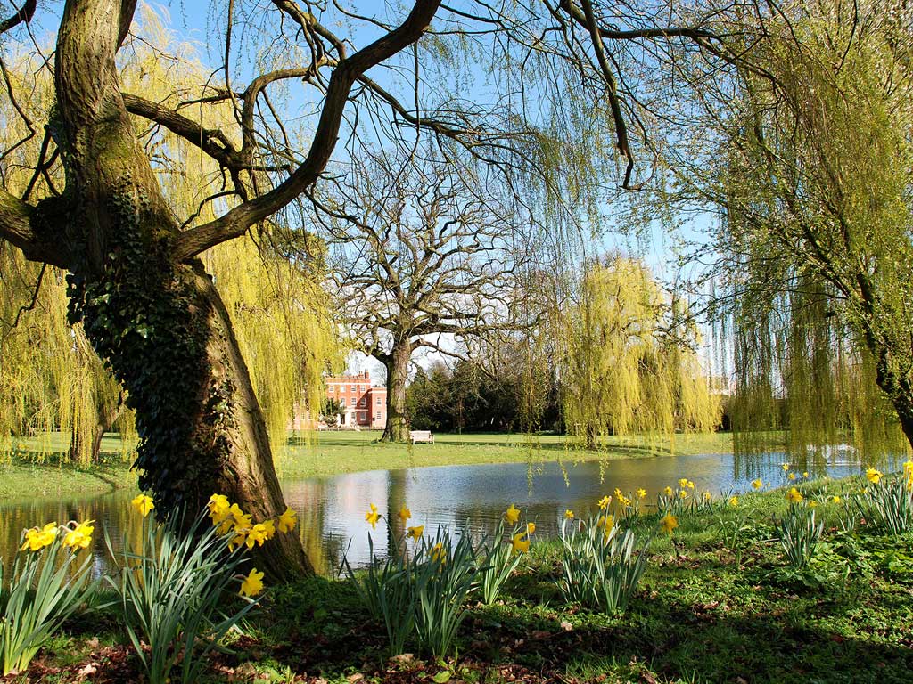The grounds of Hinxton Hall, wedding venue in Cambridge